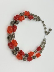 Vintage Western Germany Double Strand Red Gray Lucite Necklace 13-15 Inch