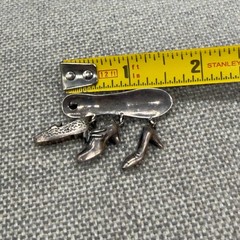 Vintage Brooch Sterling Silver Shoe Mold Dangling Shoe Charms 1.5 Inches