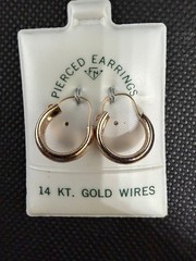 Vintage Solid 14kt Gold Earwire Gold Plated Hoop Earrings 1.2g NOS