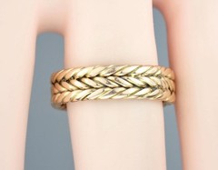 Fine Antique Victorian Solid 18K Gold Braided Rope Twist Eternity Band Ring 6.25