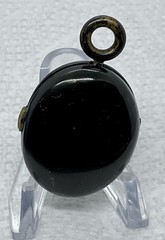 A Vintage Hinged 2 Sided Hair Mourning Pendant. Black Enameled Good Condition