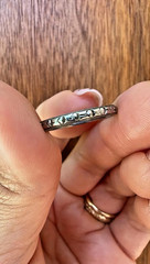 Art Deco 18K White Gold Hand Engraved Floral Wedding Band | Milgrain Stacker