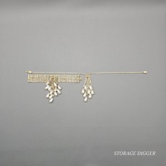 Vintage Clear Rhinestones and Faux Pearls Dangle Tassel Necklace & Bracelet Set