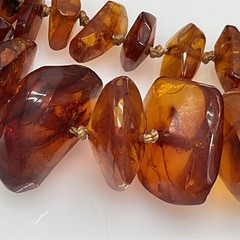Vintage Baltic Amber Graduated Nugget Necklace Cognac 70g Endless Strand 28 in