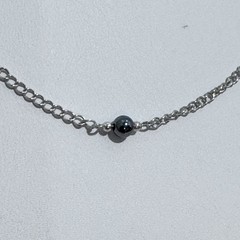 VINTAGE Sterling Silver & Hematite Bead Necklace 16” 925 Station Necklace 1990s