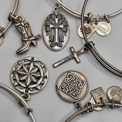 Alex and Ani Silver Tone Charm Bracelet Lot Celtic Knot Armenia Cross & Compass