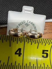 Vintage Solid 14kt Gold Earwire Gold Plated Hoop Earrings 1.2g NOS
