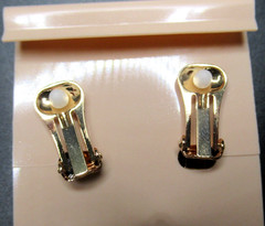 KJL KENNETH J LANE Green Faux Jade & Rhinestone Vintage Clip Earrings on Card!