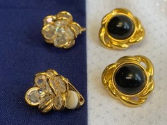 Vtg Clip-On Earring Lot Robert Rose Renoir Dalsheim Judy Lee Lisner Faux Gems