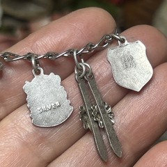 57. Vintage Silver 950 925 800 Mix 13 Dangle Charm Bracelet 7″, 22.8g