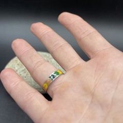Vintage Siam Enamel Sterling Silver Stackable Band Ring #I195