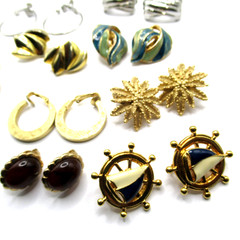 Lot of Twelve 12 Pair Vintage Clip On Earrings Avon Monet Napier Variety