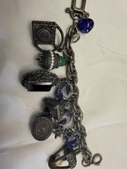 VINTAGE CHUNKY ESTRUSCAN GOTHIC CHARM BRACELET 7.5”