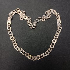 Sterling Silver Chain Necklace Handmade Flatt Hammered Rolo Unique Collar VTG