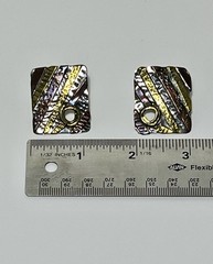 Vintage Artisan Earrings Modernist Mixed Metal Riveted Dangle Clip On So Unique