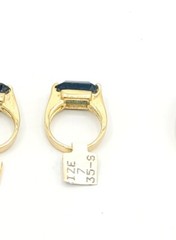 Vtg Sz 7 Ring Lg Blue Cubic Zirconia 18KGE Gold Electroplated Jewelry StyL2