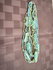 Vintage Multi-Strand Statement Necklace Teal Blue Green Chunky Lucite