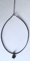 Antique Vauxhall Glass Flower With Vintage Spinel Bead Adjustable Necklace