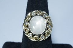 Antique 14K Yellow Gold WHITE STAR SAPPHIRE Ring w/ Yellow & Gold Diamonds $8000