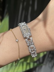 Original Antique Art Deco Platinum 3.65ct Earth Diamond Cocktail Watch