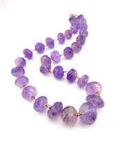Huge Faceted Amethyst Beads Gold Filled Necklace Artist Signed OOAK 20 Inches