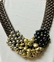 Mesh Copper Silver Gold Black Tone Bead Collar Bib Focal Necklace n0260