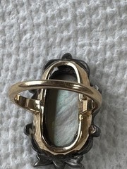 Antique Victorian era 14k Gold Silver Top Pearl Miniature Portrait Ring