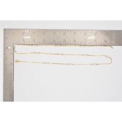 Vintage Station Chain Necklace White Pearl White Beaded Gold Tone 1990s Bin6B