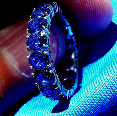 Original EARTH MINED SAPPHIRE Deco Band SOLID 14K GOLD Eternity Anniversary Ring
