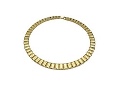 Vintage Gold-Tone Square Link Collar Necklace With Fold-Over Clasp Chunky