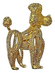Vintage LOT of 2 w/ Gerry’s Poodle Green Rhinestone Eyes Gold Tone Brooch Signed