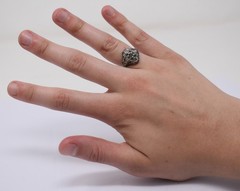 Genuine 1920s Art Deco Sterling Silver & Paste Flapper Dome Ring sz. 6