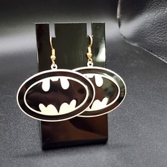 Fun Funky Vintage 80s 90s Earrings ` Batman Bat Man Signal DC Comics Eighties