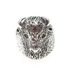 925 Sterling Silver Vintage Buffalo Oxidized Ring Size 8.75