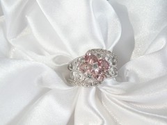 Vintage Sterling Silver 925 Peach Irradiated Morganite Statement Ring Size 6