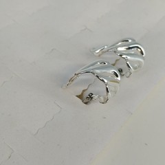 Napier Silver Tone Clip On Screw Back Earrings Swirl Half Hoop Polished Vintage