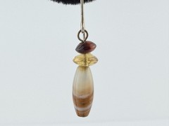 Vintage Sterling Silver Blown Glass Beads and Tigers Eye Hook Earrings 1g 1.25In
