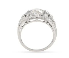 Art Deco Style 3Ct Lab Created Diamond &Sapphire Halo 14K White Gold Finish Ring
