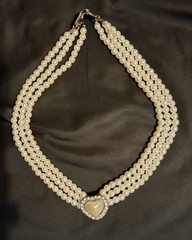 1 Necklace Heart ,Stone – Middle Little Stones Around – 3 Strands Claw Clasp