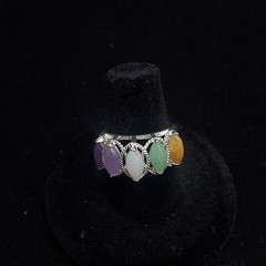 Sterling Silver Multicolor Gemstone Ring 925 FAS Amethyst Size 7