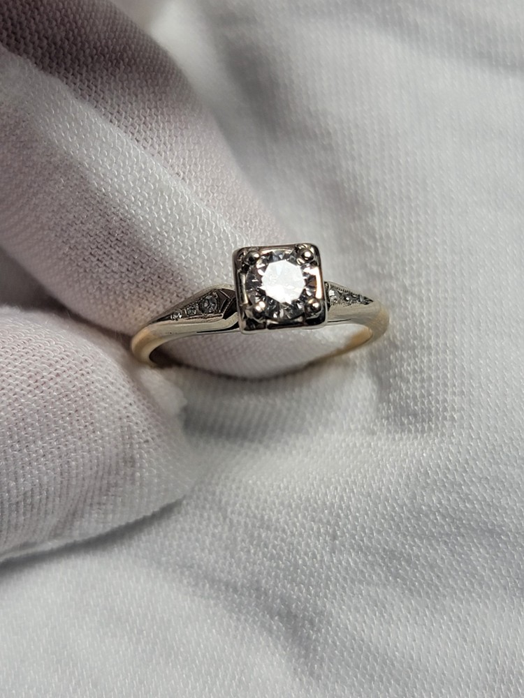 1920s Art deco Natural Diamond Ring 14k? 2.5g