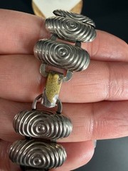 Vintage Brutalist Silver Tone Spiral Statement Necklace Modernist Chunky 15.5″