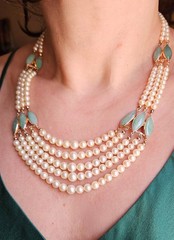 Vintage 5 Strand Pearl Jade 14K Gold Chocker Pearl Necklace by de Groot & Gudde