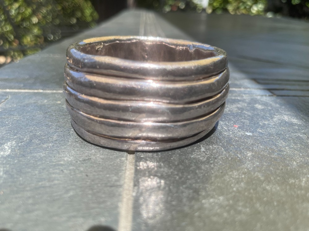 Vintage authentic mid-century sterling 925, 5 ribbed bracelet