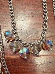Multi Strand Sliver Tone Necklace Sparkly Glamorous Vintage