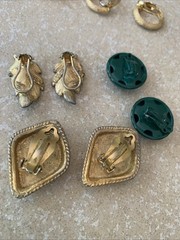 Costume Jewelry Vintage Clip On Earrings Stones Gold & Silver Tone 14 Pairs