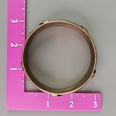 Vintage Bangle Bracelet Hammered Domed 24mm Bead Accent Gold Tone 8.25″