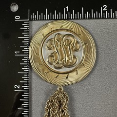 Vintage Monogram Necklace Pendant Multi Strand Chain Statement Gold Tone 18″