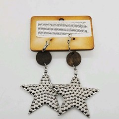 Star Crystal Chandelier Earring Dangle White Rhinestone PAVE Statement 3.5 in