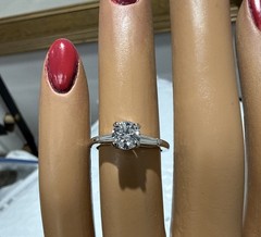 70%off Antique 1 Carat Natural Round+Baguette Diamond Platinum Engagement Ring